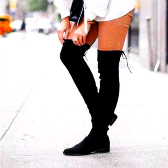 Stuart Weitzman Shoes - New Stuart Weitzman Jocey Stretch Suede OTK Boots Black Size 8 US S0741